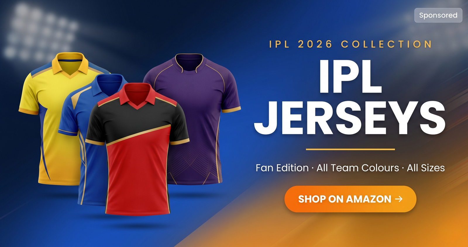 IPL 2026 Fan Jerseys - All Team Colours, All Sizes on Amazon